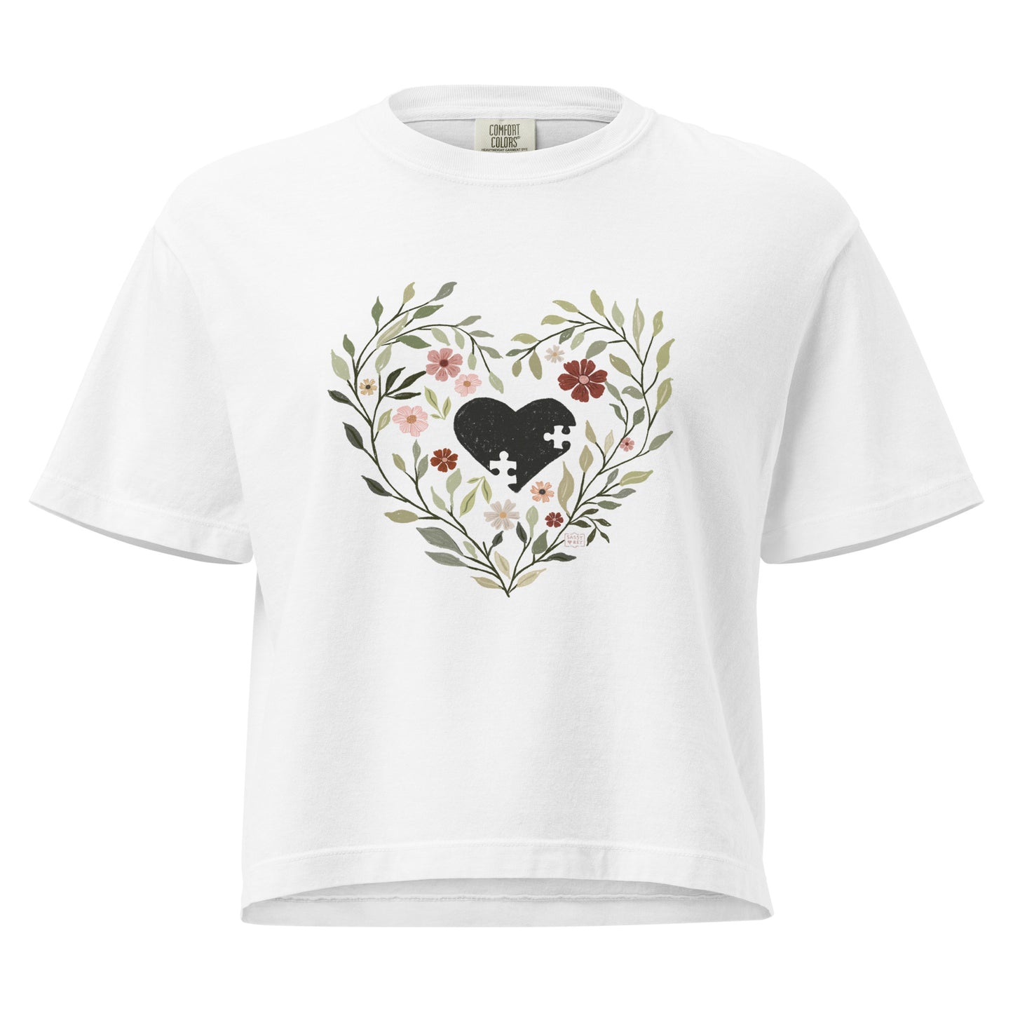 Puzzle heart T-shirt Crop (3 colours)