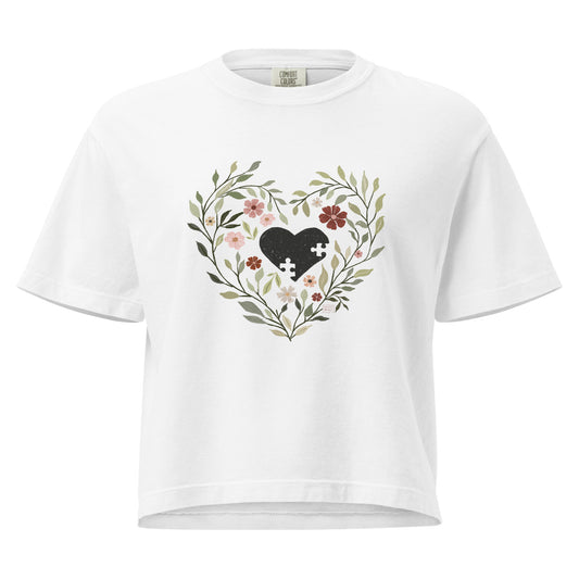 Puzzle heart T-shirt Crop (3 colours)