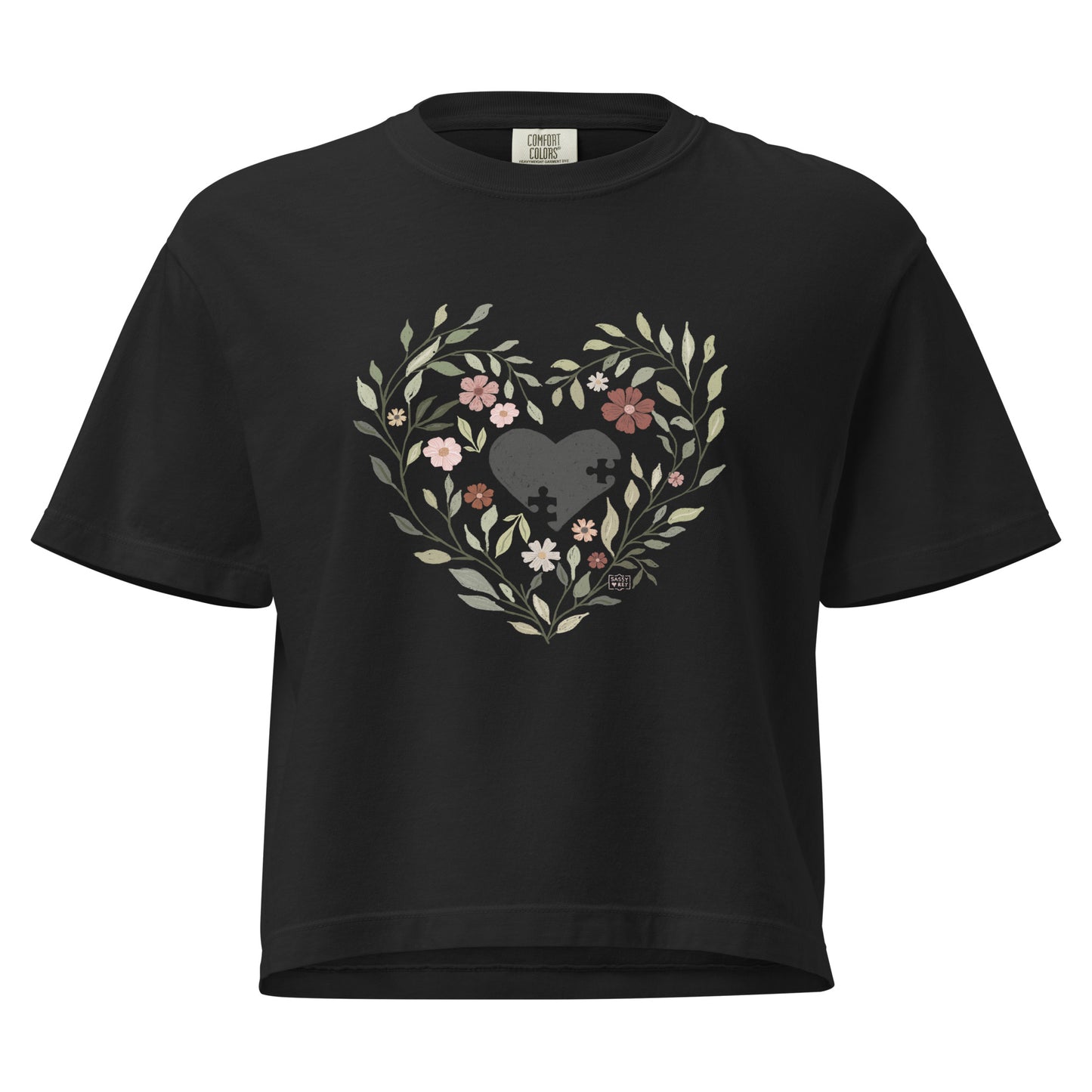 Puzzle heart T-shirt Crop (3 colours)
