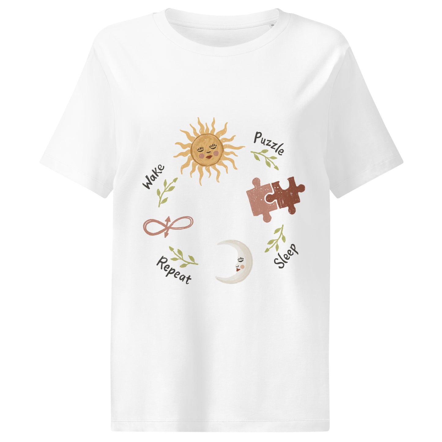 Puzzle T shirt long style “Wake Puzzle Sleep Repeat” - 2 colours