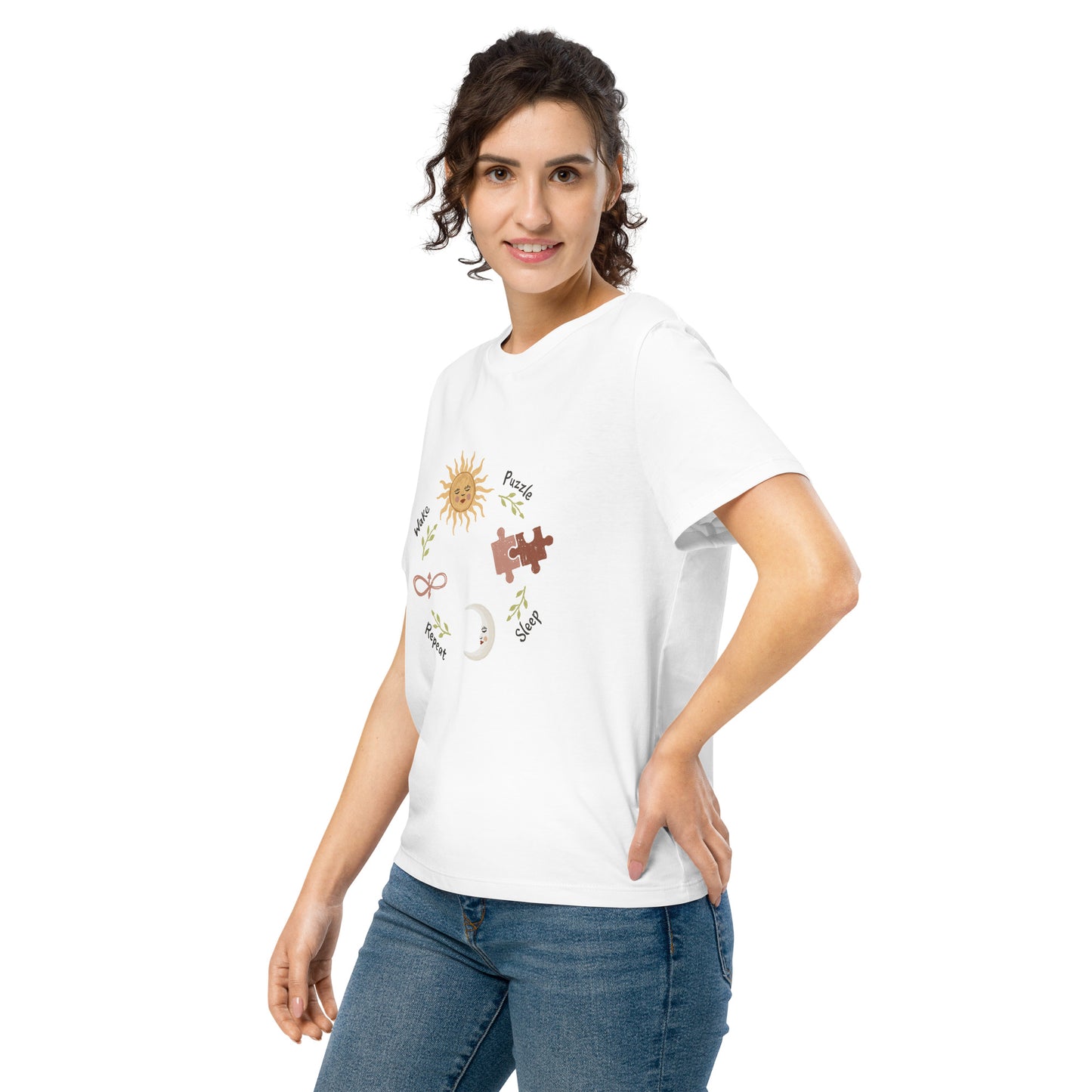 Puzzle T shirt long style “Wake Puzzle Sleep Repeat” - 2 colours