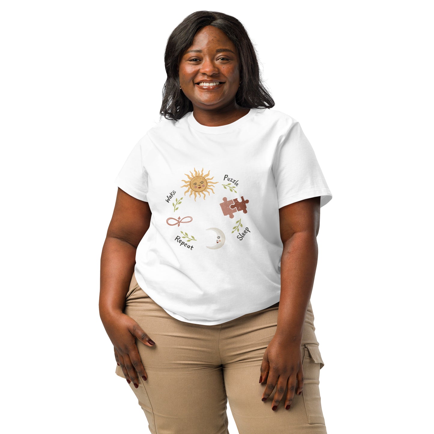 Puzzle T shirt long style “Wake Puzzle Sleep Repeat” - 2 colours